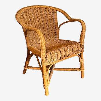 Fauteuil crapaud enfant en rotin