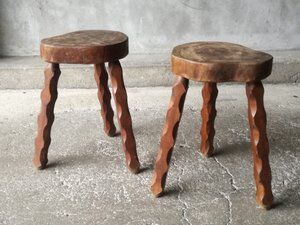 Vintage brutalist tripodes stools