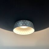 BLACK METAL PENDANT LAMP WITH DIFFUSER BY LOUIS KALFF FOR PHILIPS, 1950S