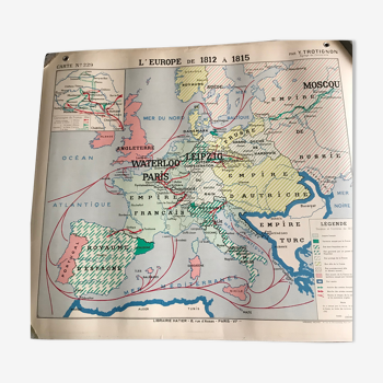 School map in good condition with some marks of use europe from 1803 to 1809 and 1812 to 1815 pa
