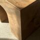 Solid monoxyl wood bench with carved 3-arch base - Natural wood color