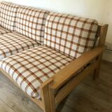 Vintage brutalist sofa in solid oak circa 1980