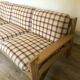 Vintage brutalist sofa in solid oak circa 1980