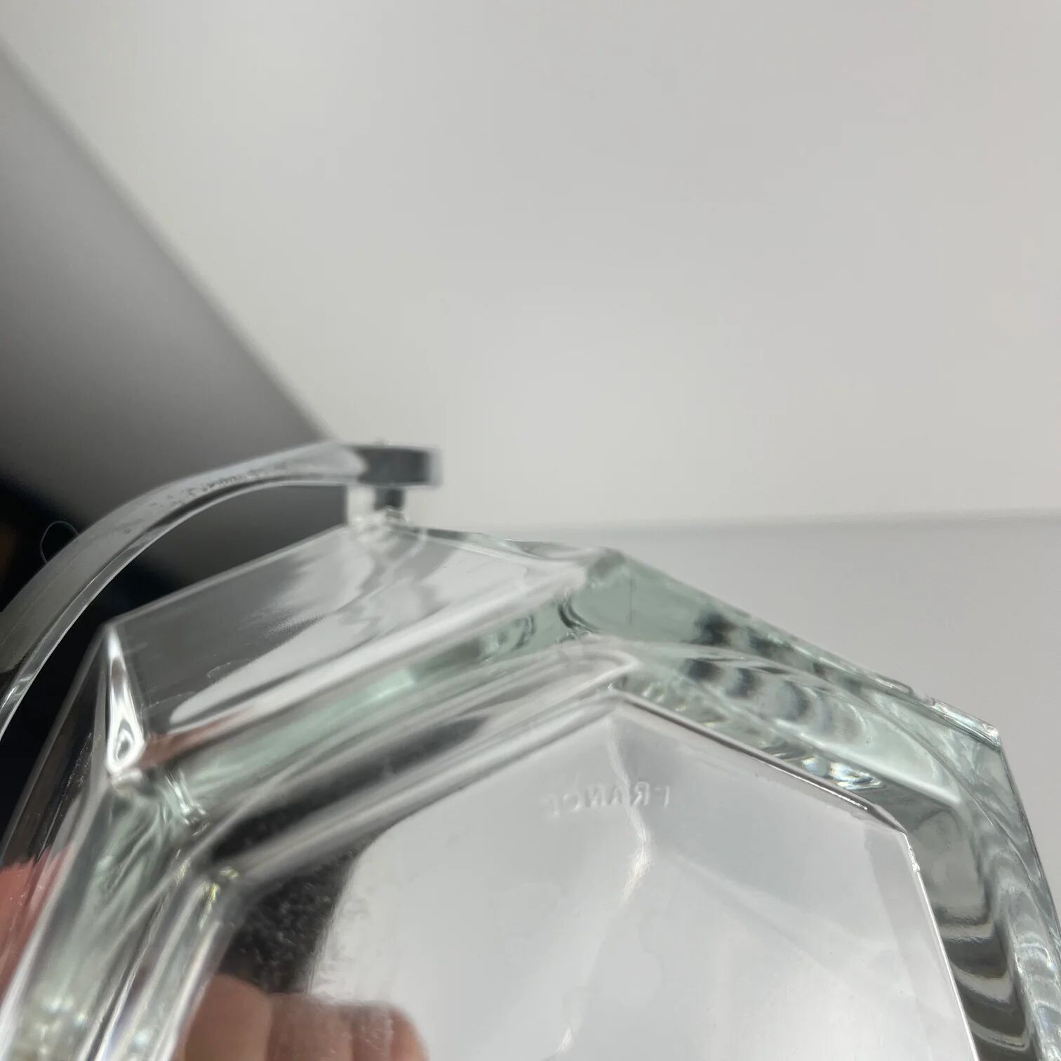 Octagonal glass ice bucket with metal handle, 1970s/80s, France