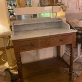 Bathroom cabinet in oak and antique marble