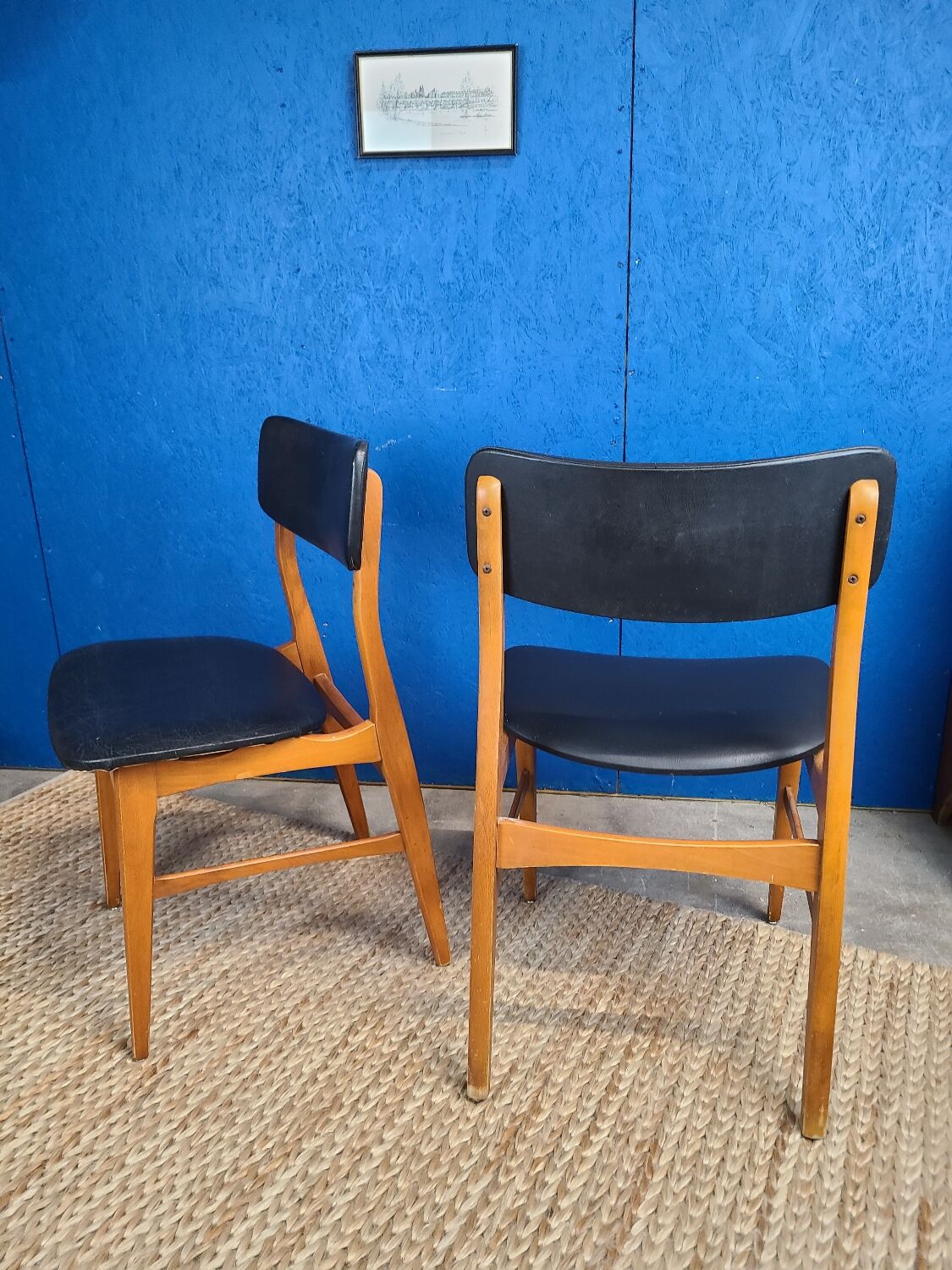 Scandinavian chair circa 1970 black skai