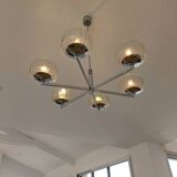 6-light chandelier by Sciolari - Chrome and amber/smoked
