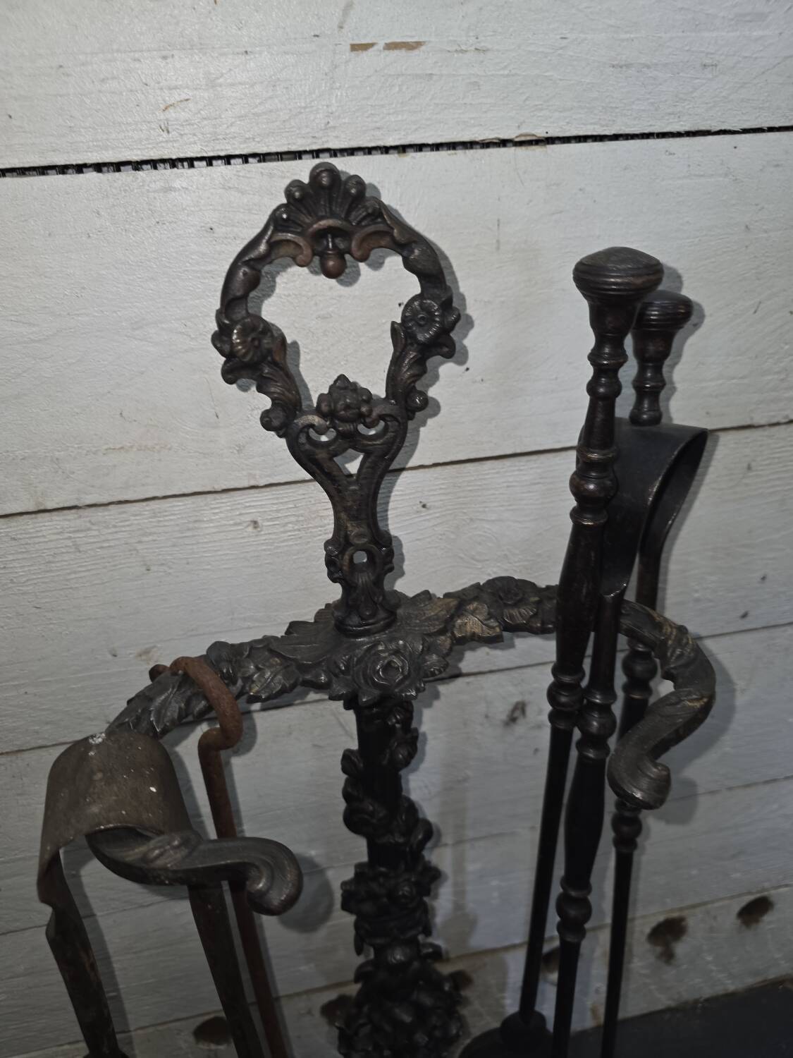Antique cast iron fireplace set