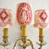 Pair of 3-branch wall lights with screen lampshades