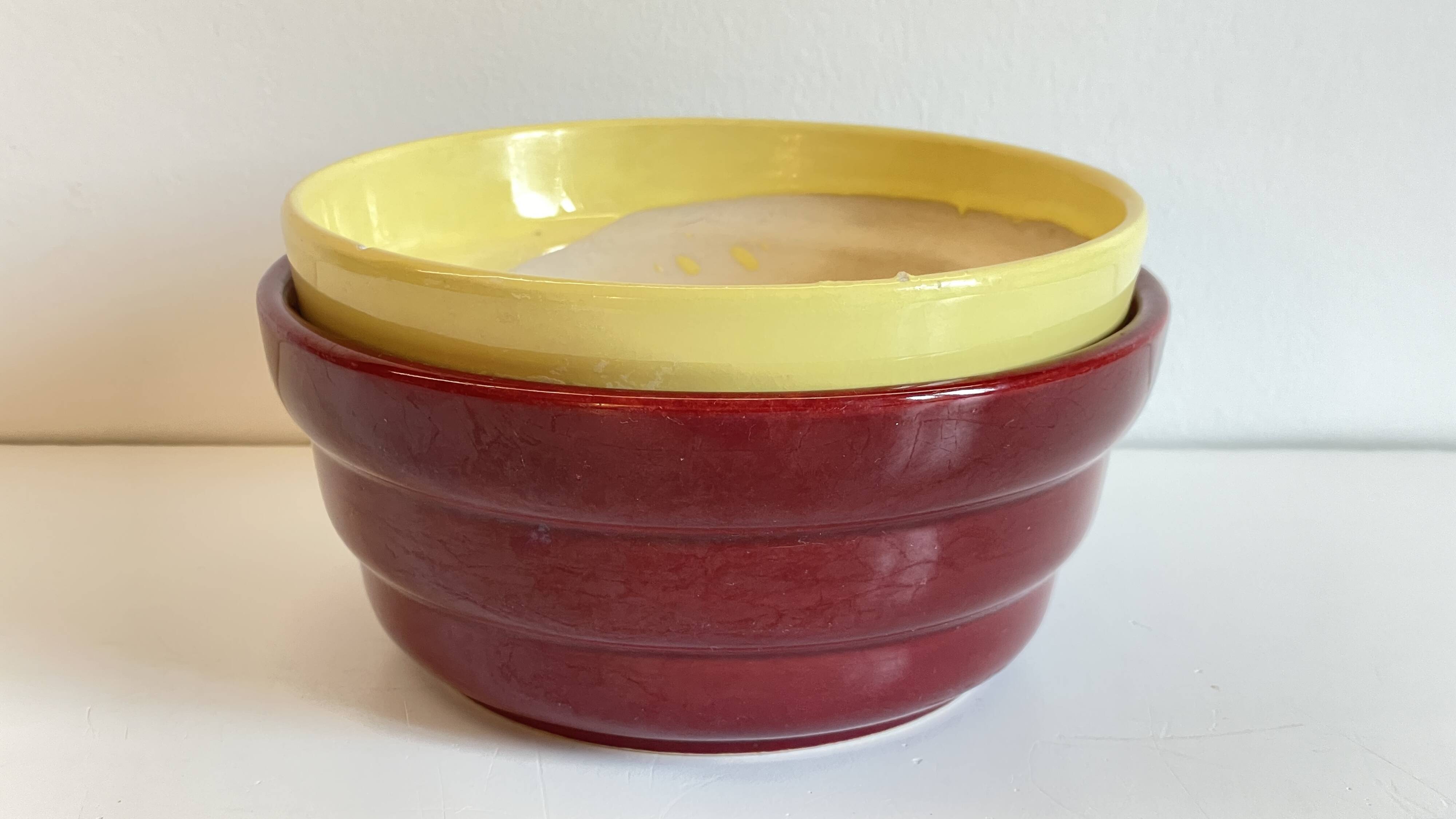 50s pot covers, vintage ceramic