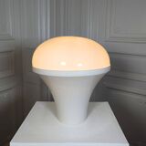 1970s “Mushroom” designer lamp in opaline glass and ABS base.