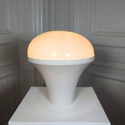 1970s “Mushroom” designer lamp in opaline glass and ABS base.