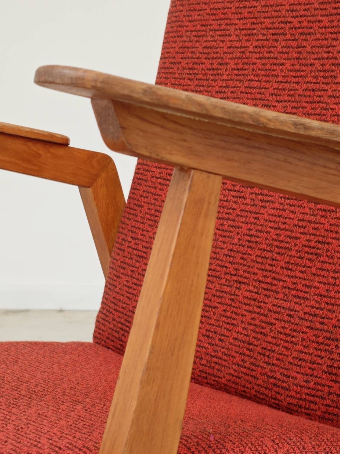 Pair of Uluv red Eastern Bloc armchairs, 1960s