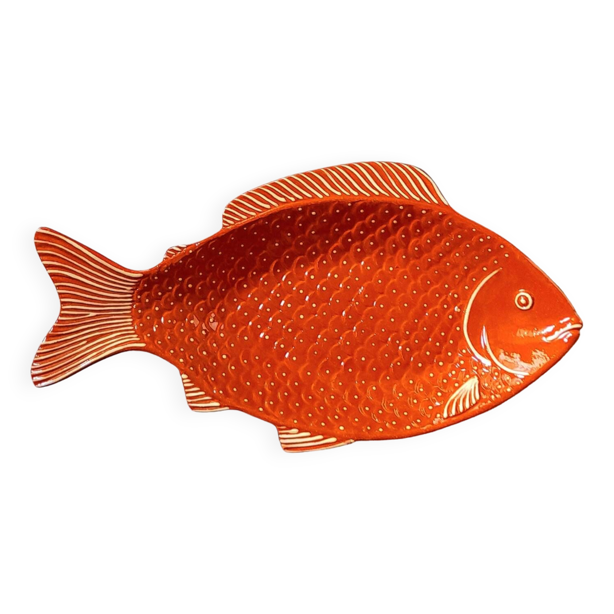 Glazed terracotta fish dish