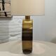 Large brass lamp with fabric shade, 1970