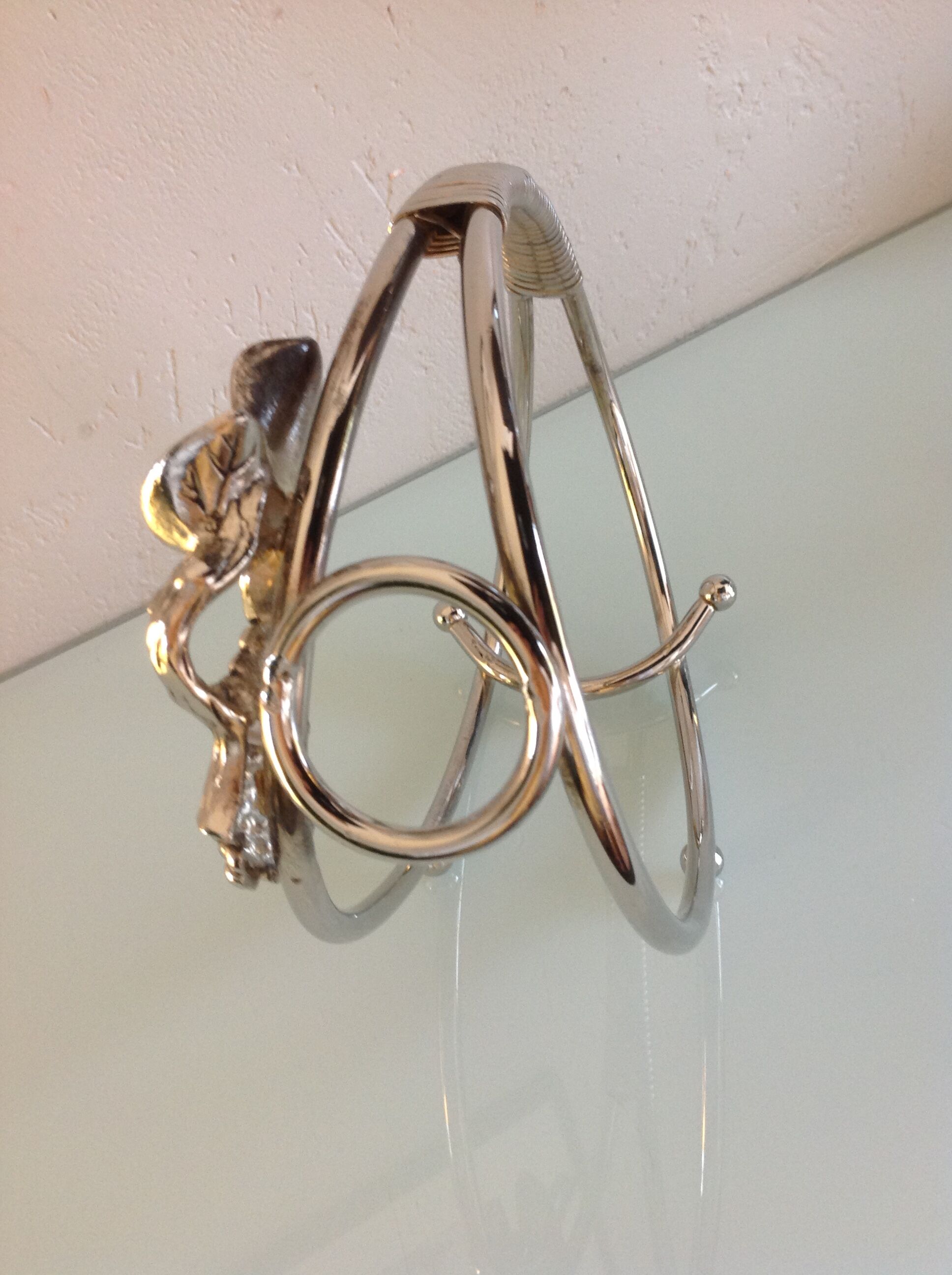 Glass/vintage 70s metal table bottle door