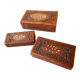 Antique hand-carved wooden boxes.