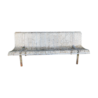 Bench municipal white metal