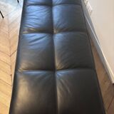 Black leather bench seat