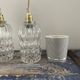 Set of two vintage electric chiseled glass walking lamps