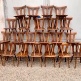 Series set of 36 vintage curved wood bistro chairs