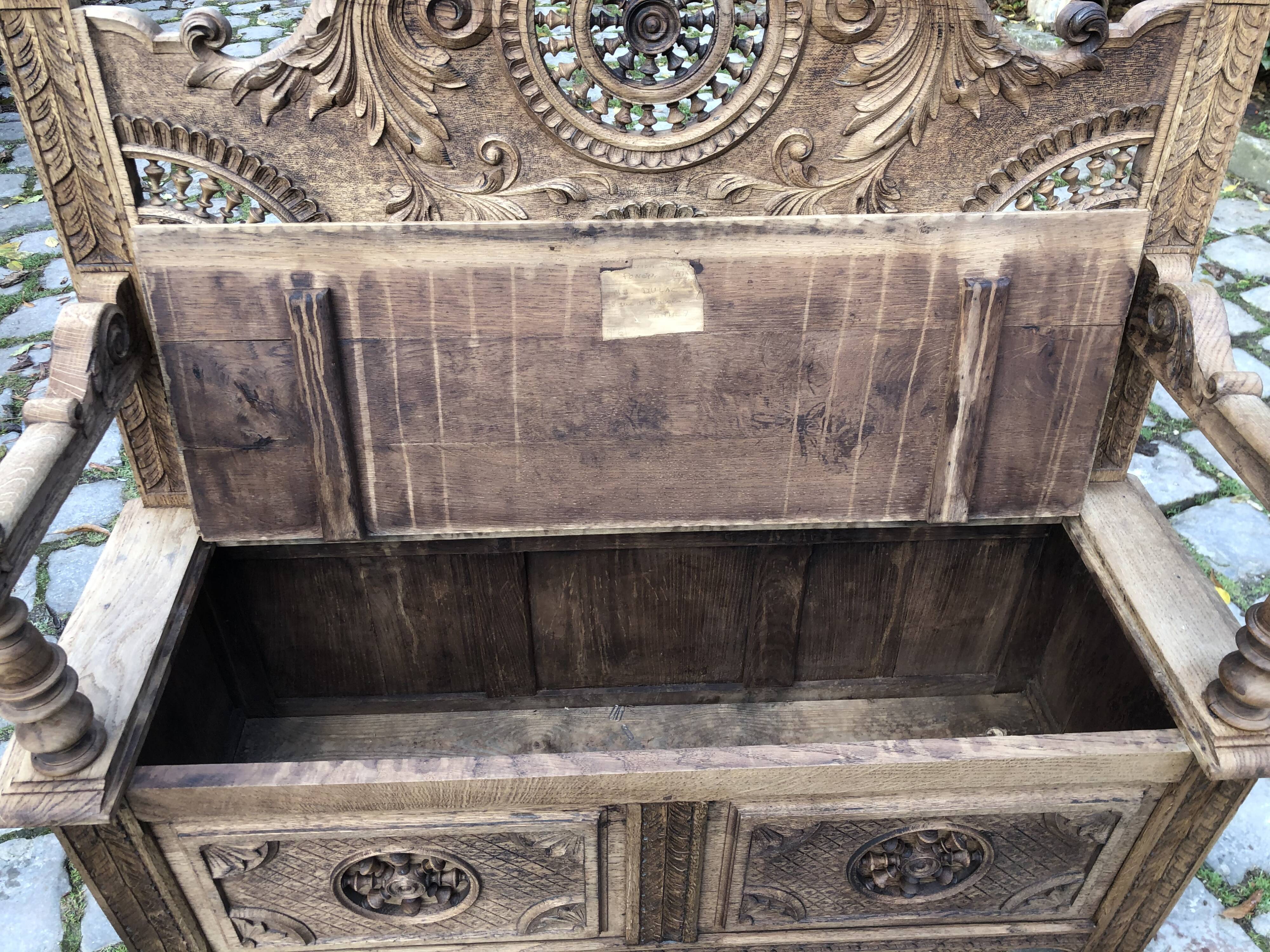 Brittany stripped oak bench