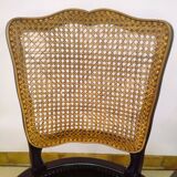 Chaise cannage et velours noir