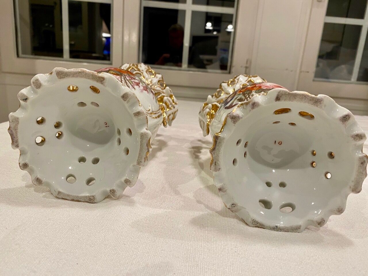 Pair of 19th decorative vases in Paris porcelain