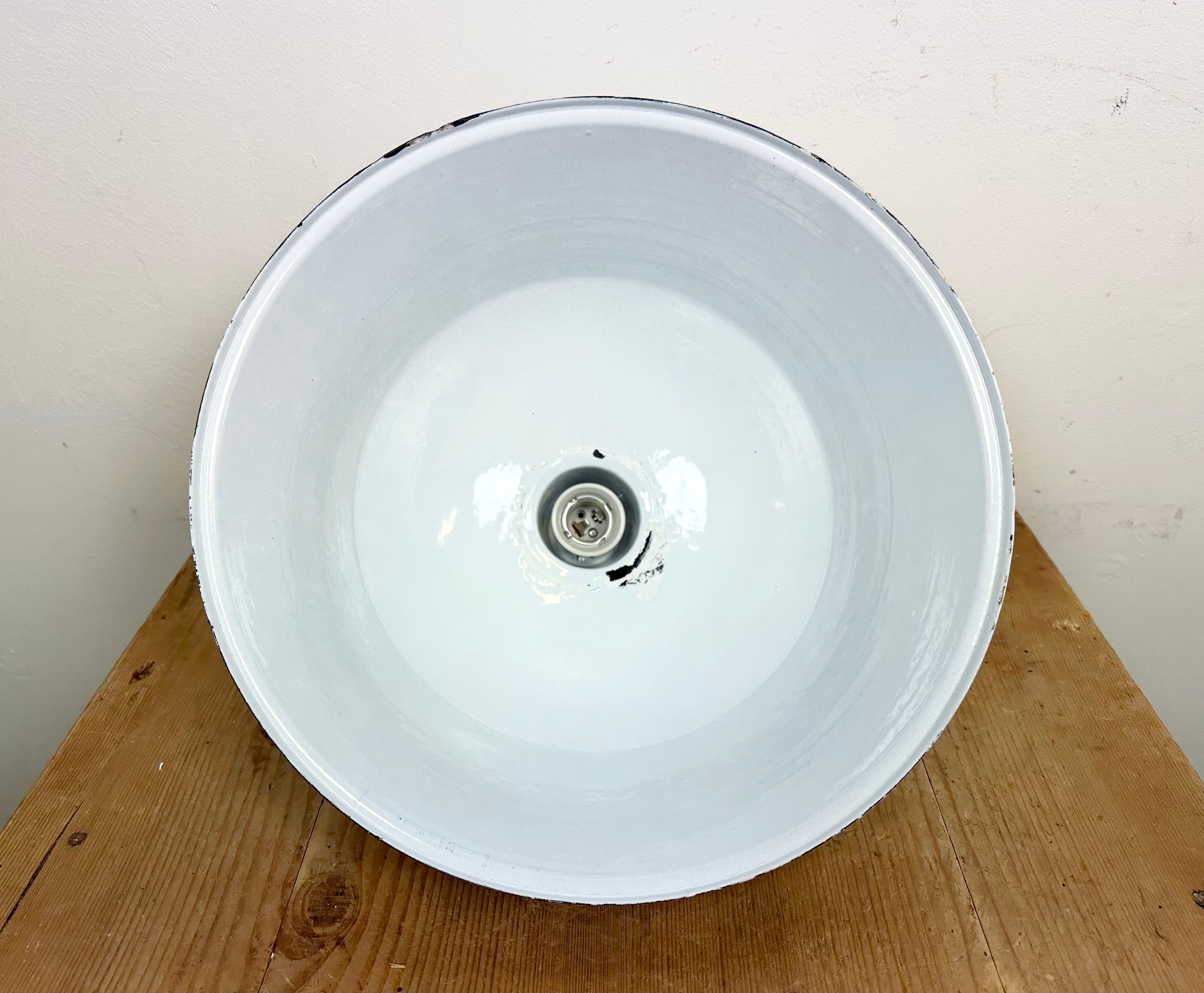 Industrial White Enamel Pendant Lamp from EMAX, 1960s
