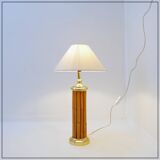 Vintage bamboo and brass table lamp - 1980s
