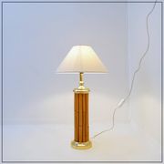 Lampe de table vintage en bambou et laiton - années 1980