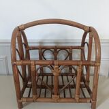 Wicker and bamboo magazine rack
