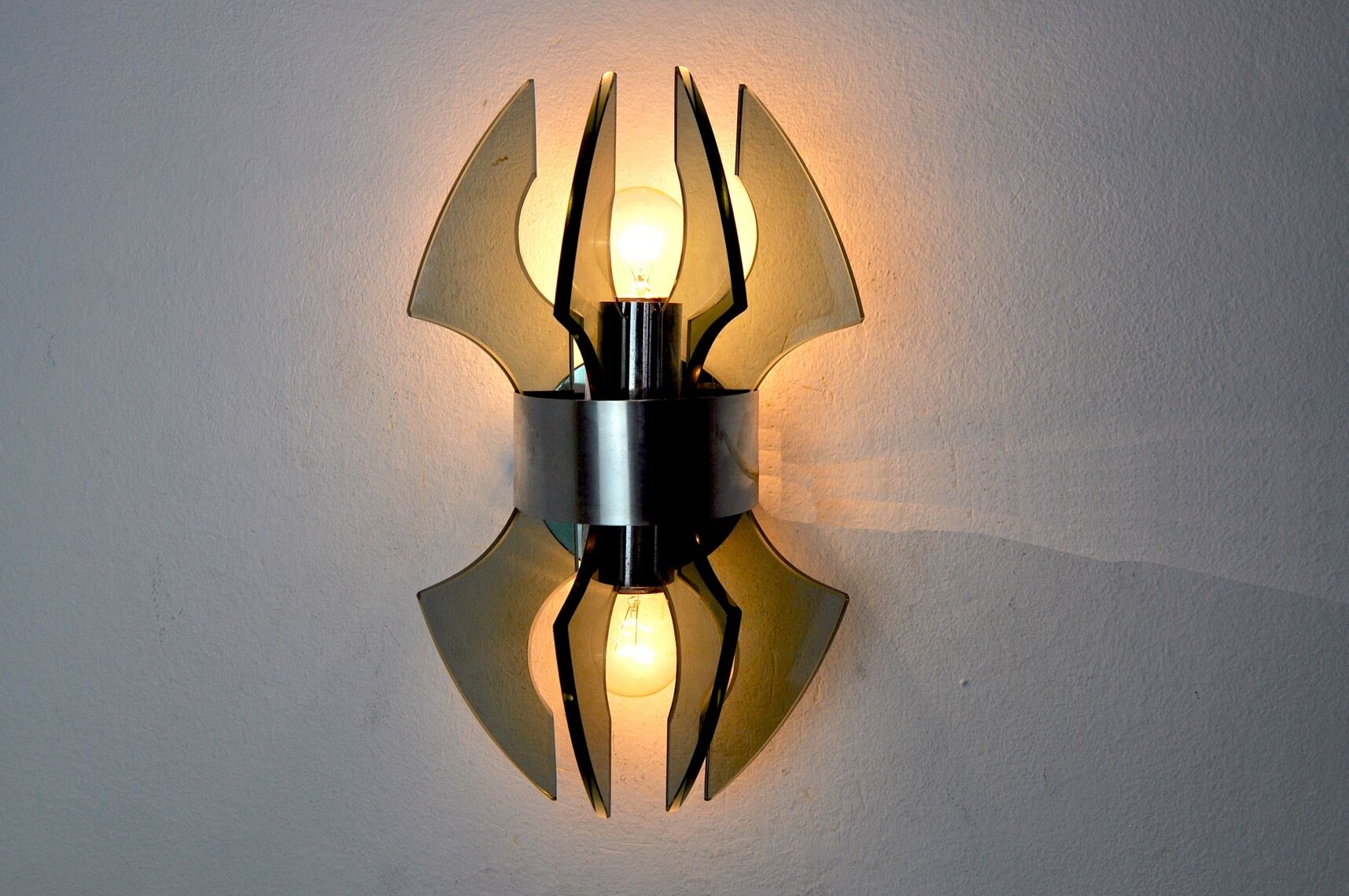 Veca wall lamp, carved murano glass, italy, 1970