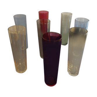 Series of 8 crystal tube glasses 60'