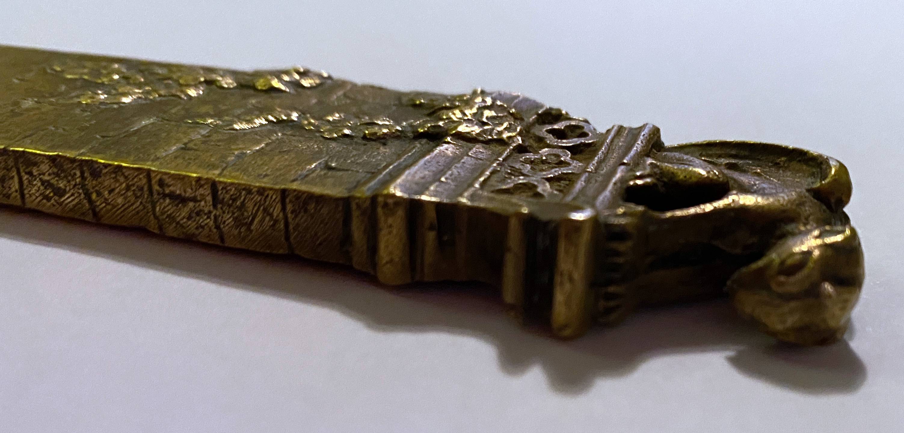 Paper cut opens letter bronze gothic gargoyle signed M. Arvisonet