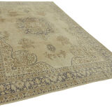 Hand-knotted persian vintage 1970s 250 cm x 364 cm beige wool carpet