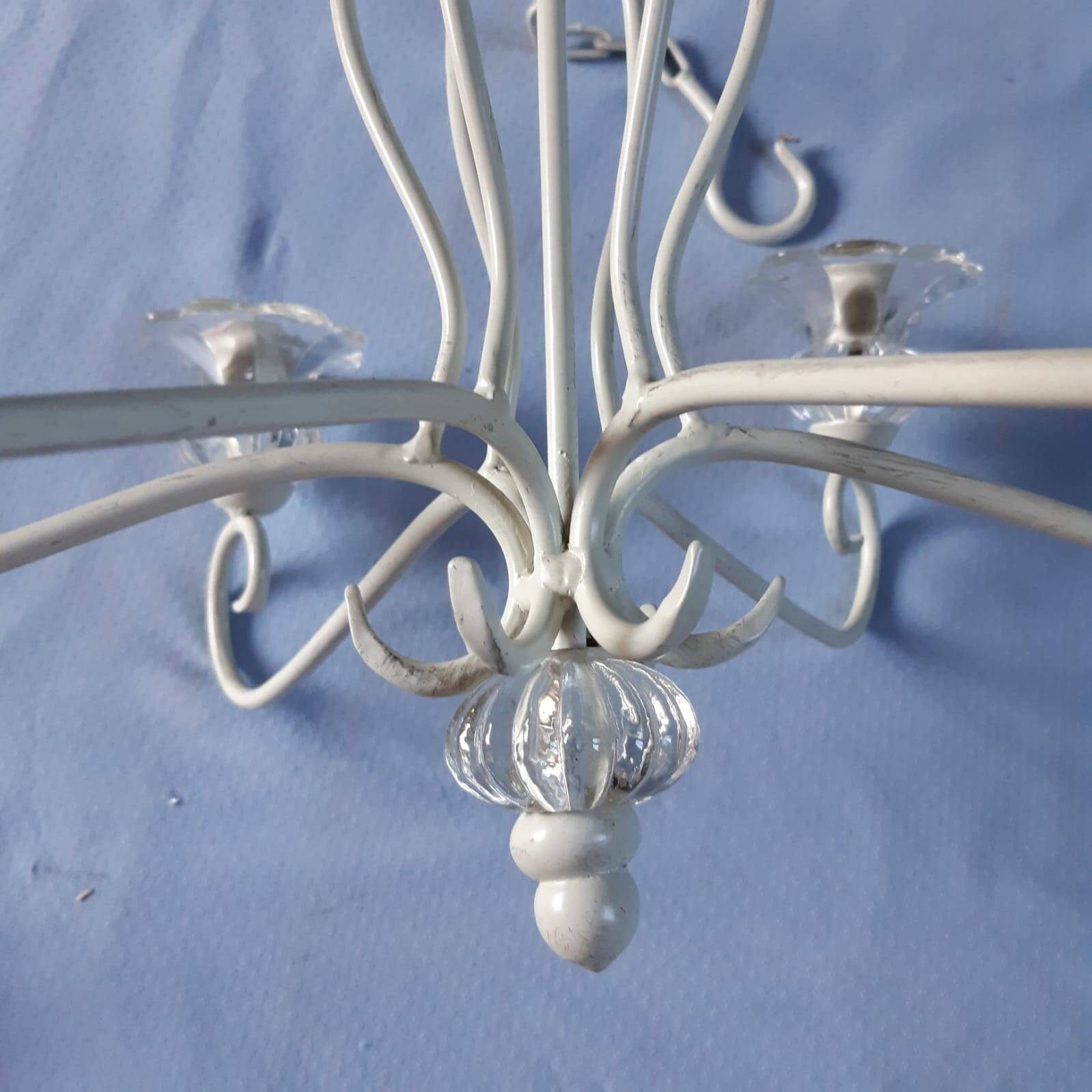 Wrought iron and glass candle chandelier