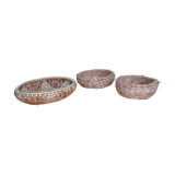 Flat round baskets, set of three