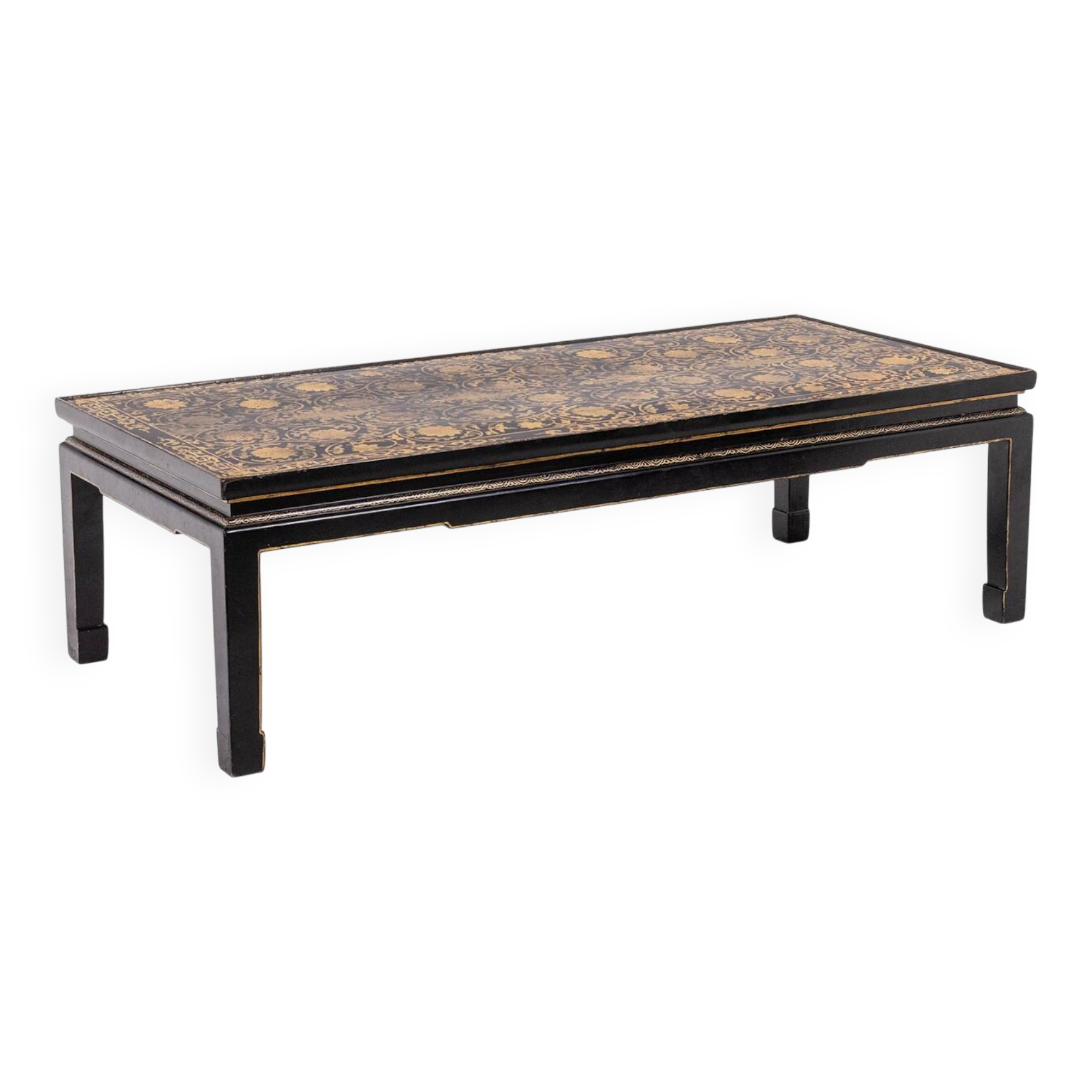 Lacquer coffee table decorated with floral motifs. Circa 1900.