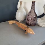 Vintage handmade wooden articulated fish - Ref 854
