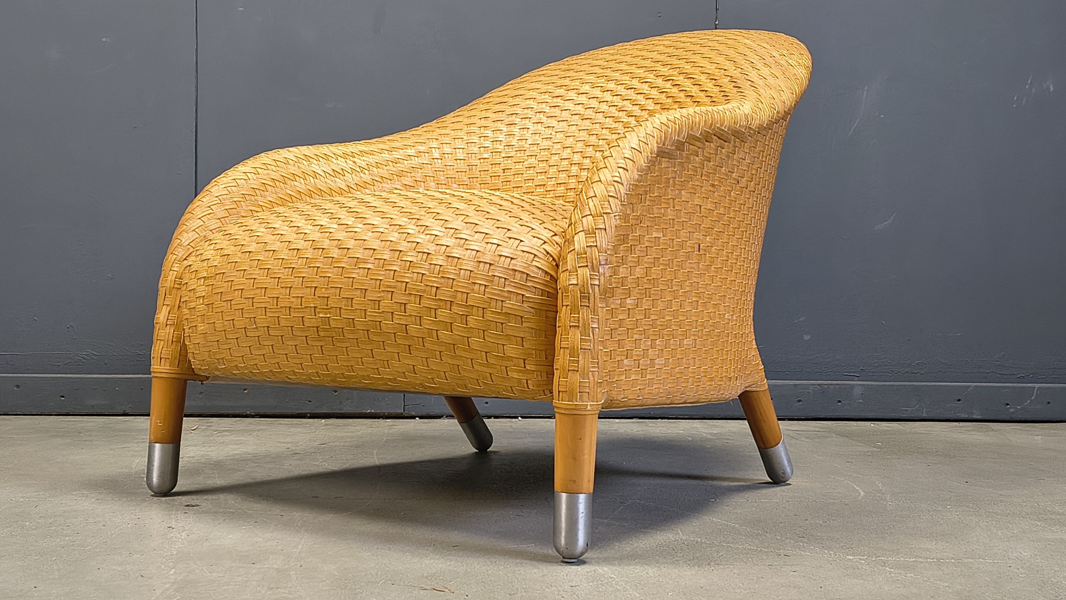 Antonio Citterio braided leather armchair, 1980s