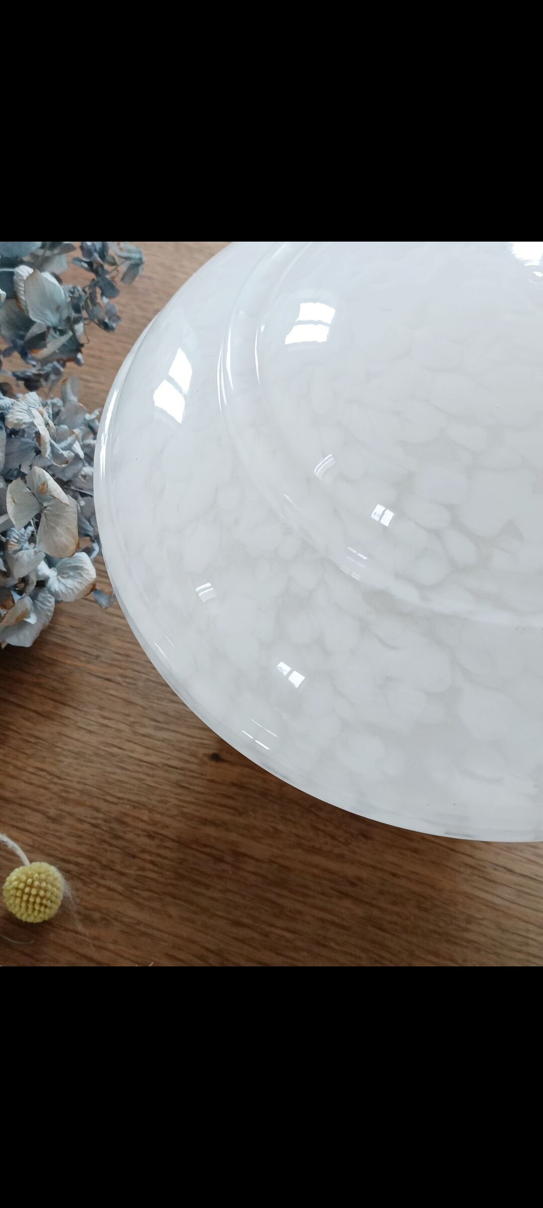 Table lamp globe saucer glass Clichy white