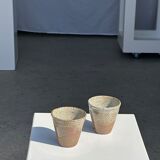 Set of 2 cups in Indonesian ceramic (brown & speckled glazed matte)