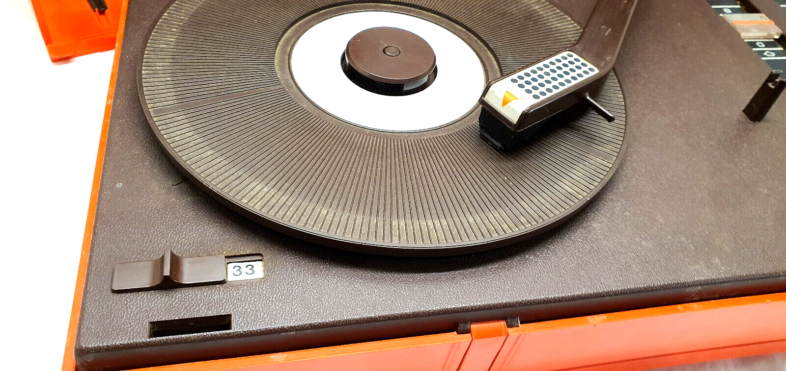 Old thomson stereo record player batteries and vintage sector orange