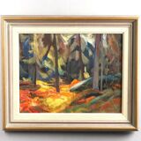 Original Mid Century Swedish Oil on Canvas – “Pine Forest” by Frans Be