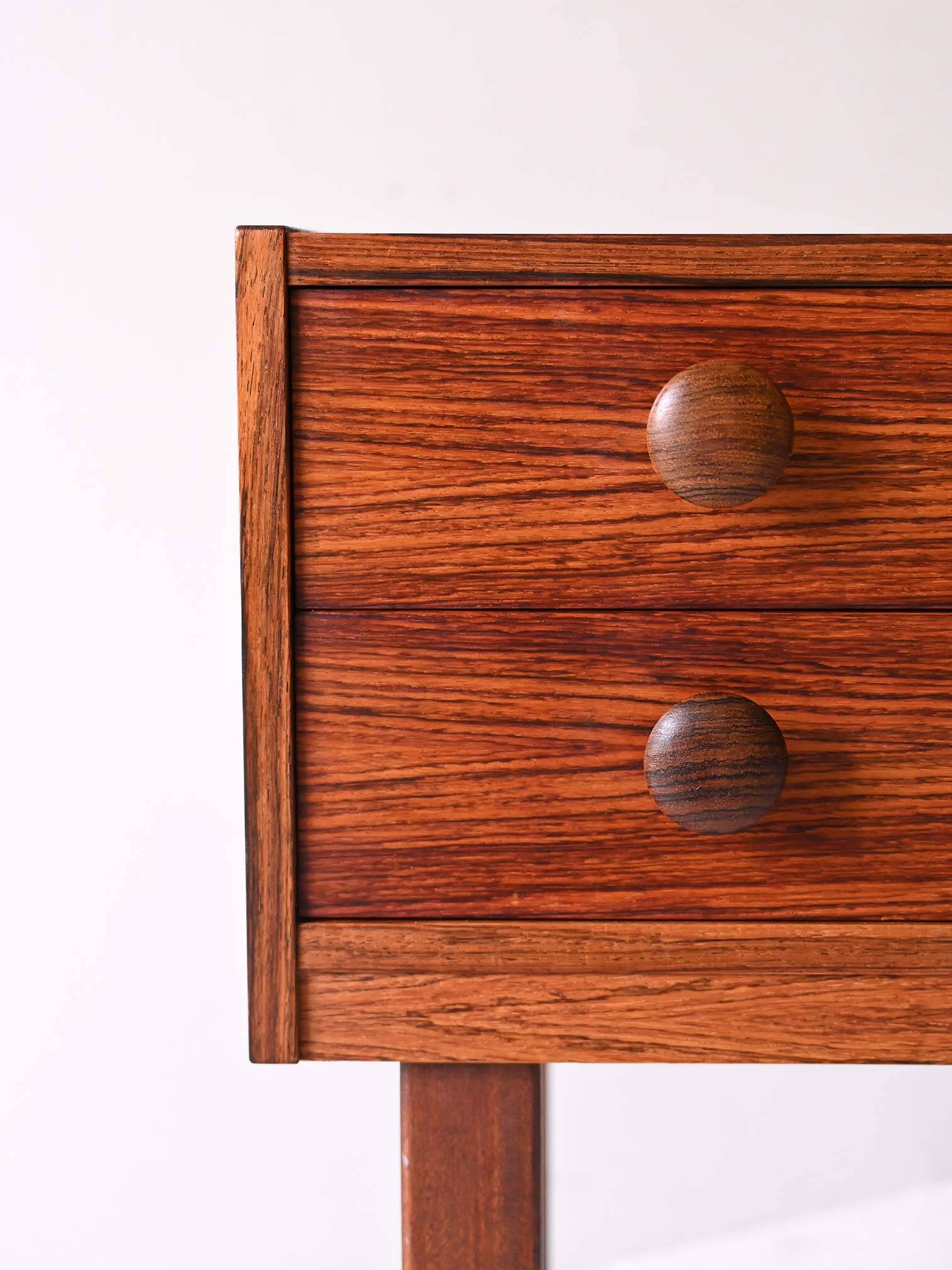 Vintage Scandinavian Rosewood Nightstand with Two Drawers