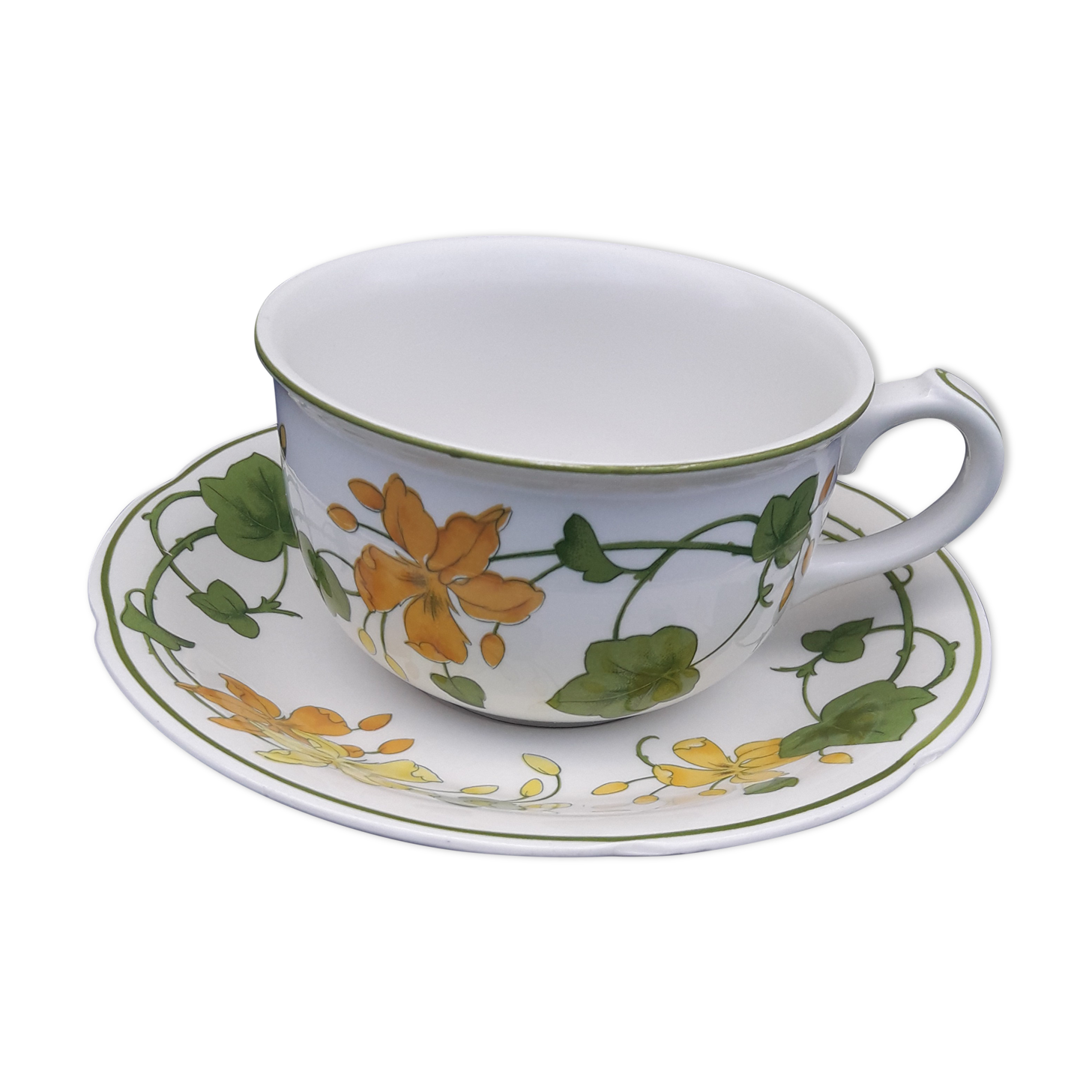 Tasse petit déjeuner avec soucoupe  Villeroy & Boch modèle Géranium diam 10,5 cm
