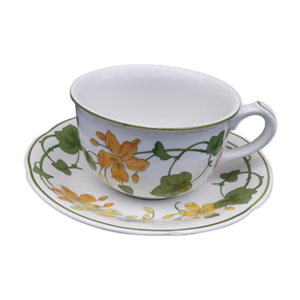 Breakfast cup with Villeroy saucer - Boch model Geranium diam 10.5 cm