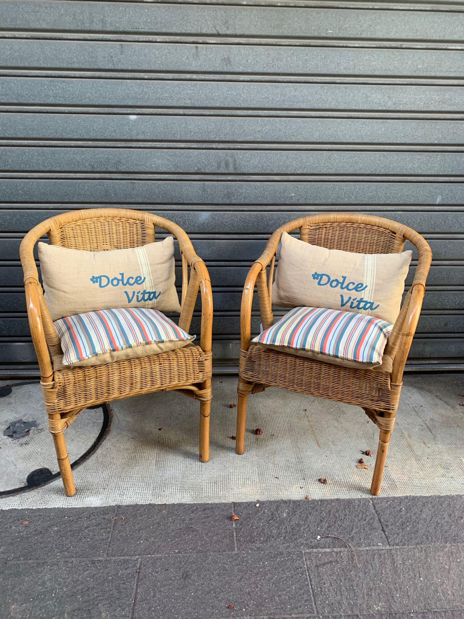 Pair of 80's rattan armchairs