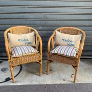 Pair of 80's rattan armchairs